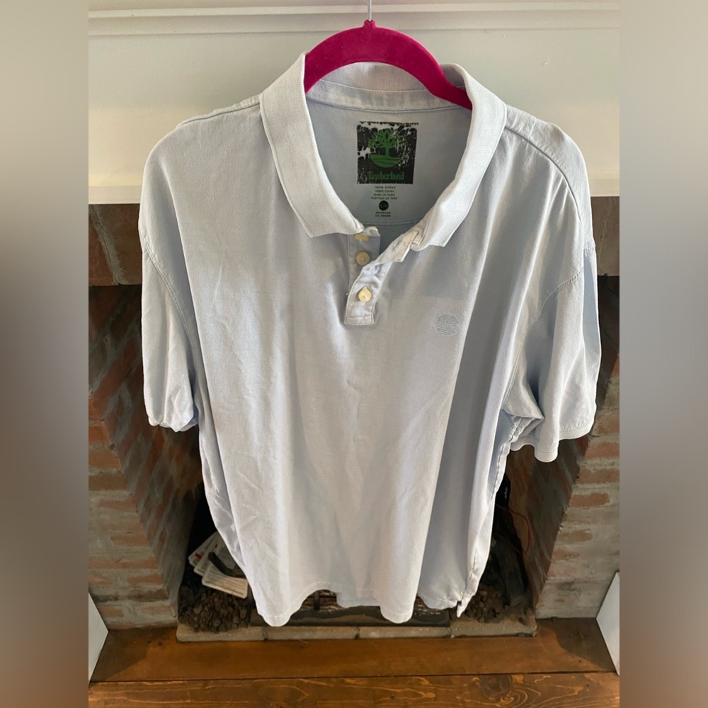 Mens Timberline‎ XL Collared Polo Short Sleeve Light Blue Shirt Casual